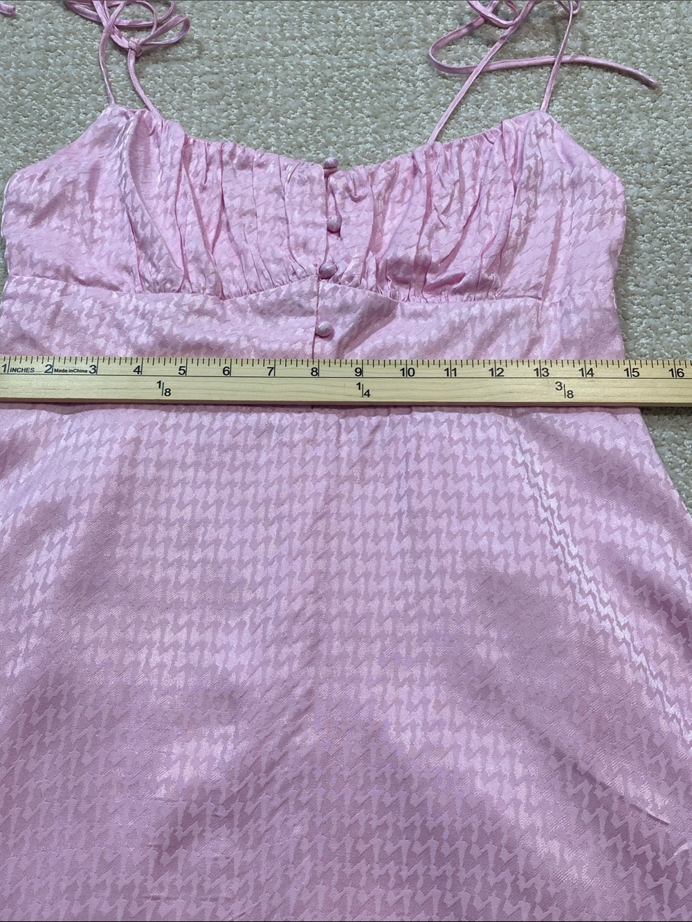 Astr Pink Tie-Shoulder Mini Dress with Ruched Bodice Size M 100% Viscose - Picture 12 of 16